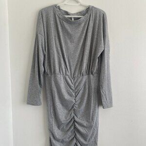 Knee length, light gray dress